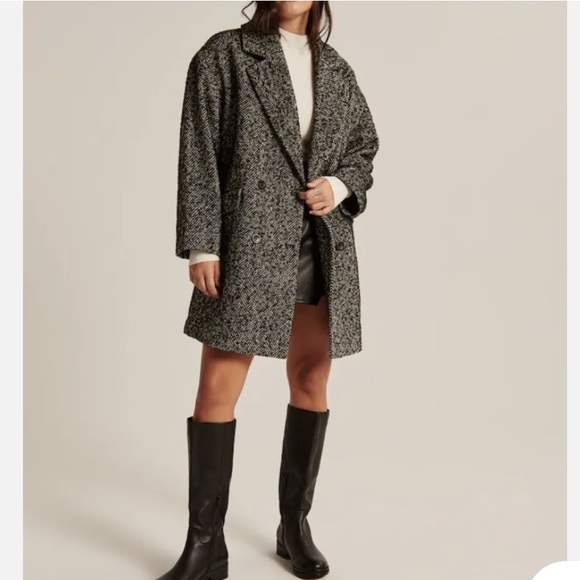 NWT Abercrombie & Fitch Coat Herringbone - Picture 1 of 12